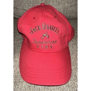 Jack Daniels Hat Cap Strap Back Red Adjustable Embroidered Tennessee Fire Whisky